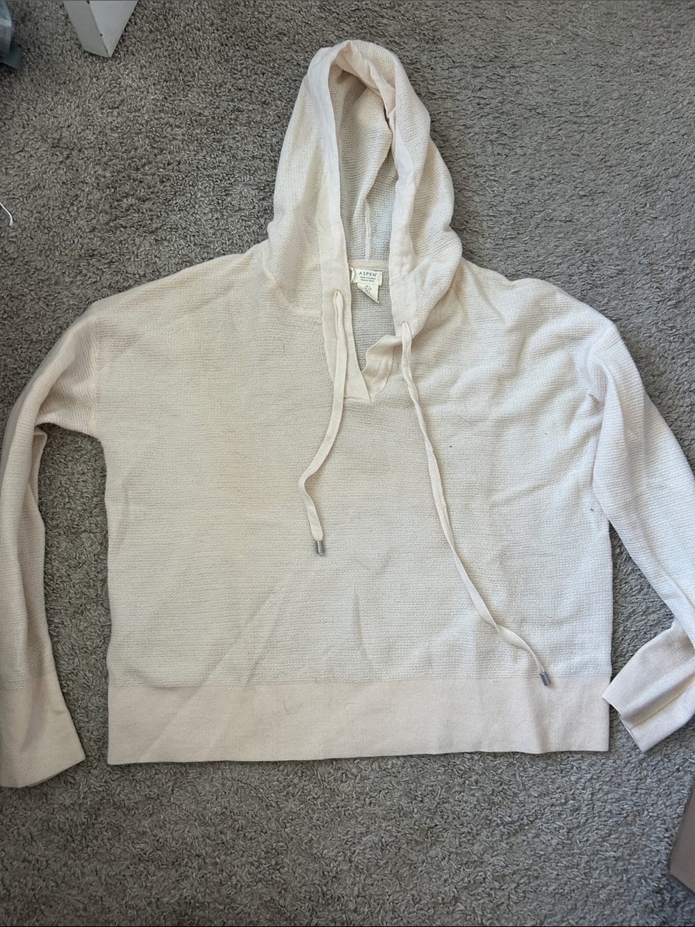 Cozy Cream Knit Sweater Hoodie  Large